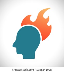 human head with flame concept icon