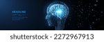 Human head in the form of lightbulb with brain inside. Digital age innovate. Ai technology, artificial mind, brain cognition, digital innovation, Artificial intelligence, Cyber robot, abstract concept