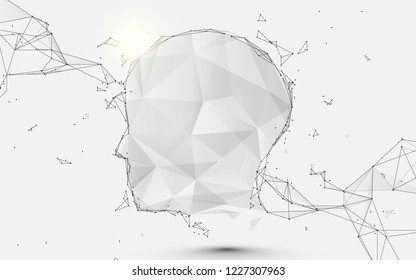 Human head form lines, triangles and particle style design. Illustration vector