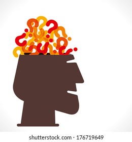 human head with full of question mark or full of confusion concept vector