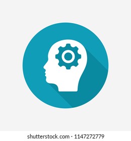 Human head with gear icon