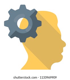 Human head with gear is icon concept of brainstorming