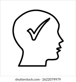 Human head with gear icon set. line concept of brainstorming process vector illustration on white background