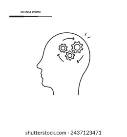 Human Head And Gear Icon Vector Design.