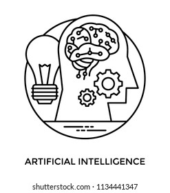 Human head with gear and light bulb icon presenting concept of creative thinking