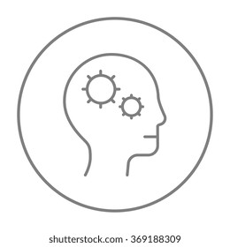 Human head with gear line icon.