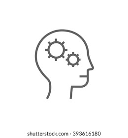 Cabeza humana con icono de línea de engranaje.