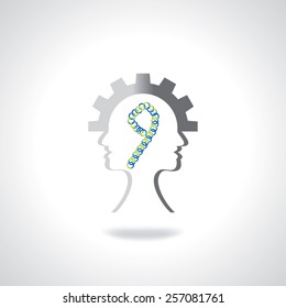human head with gear numeric nine number