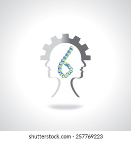 human head with gear numeric six number
