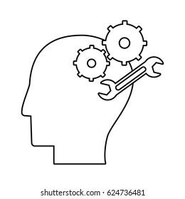 human head gear spanner outline