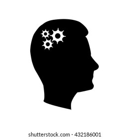 human head, gear, vector icon