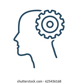 Human Head and Gear vector icon in meaning Personal Management