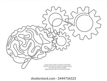 	
Human head with gears. Concept of good mental health. Continuous one line drawing. Destress management in psychology. Vector illustration