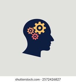 Human Head with Gears – Concept of Thinking, Innovation, and Problem-Solving