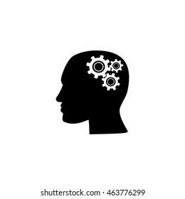 Human head with gears icon