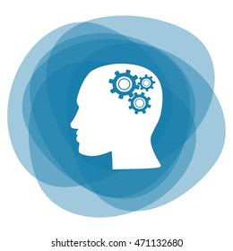 Human head with gears icon