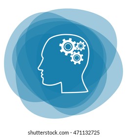 Human head with gears icon