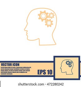 Human head with gears icon