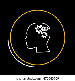 Human head with gears icon