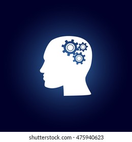 Human head with gears icon
