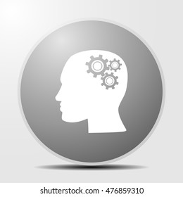 Human head with gears icon