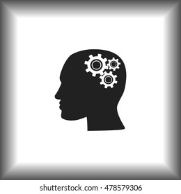 Human head with gears icon