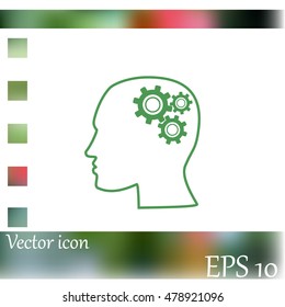 Human head with gears icon