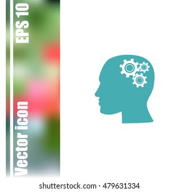 Human head with gears icon