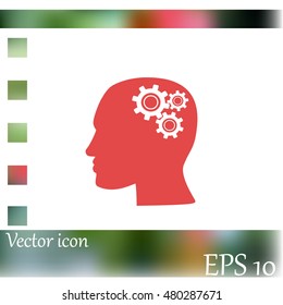 Human head with gears icon