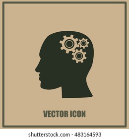 Human head with gears icon