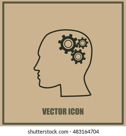 Human head with gears icon