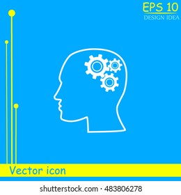 Human head with gears icon