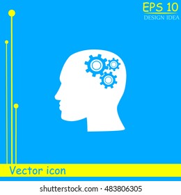 Human head with gears icon