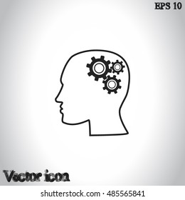 Human head with gears icon