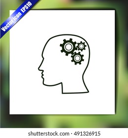 Human head with gears icon