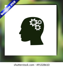 Human head with gears icon
