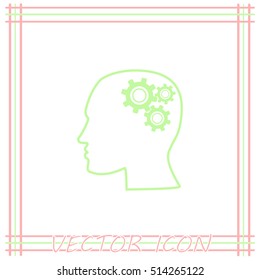 Human head with gears icon