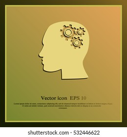 Human head with gears icon