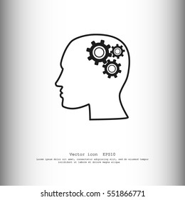 Human head with gears icon