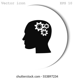 Human head with gears icon