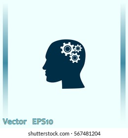 Human head with gears icon