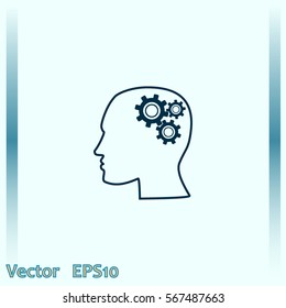 Human head with gears icon