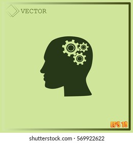 Human head with gears icon