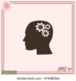 Human head with gears icon