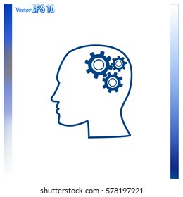 Human head with gears icon