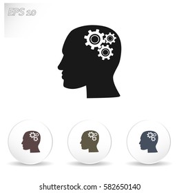 Human head with gears icon