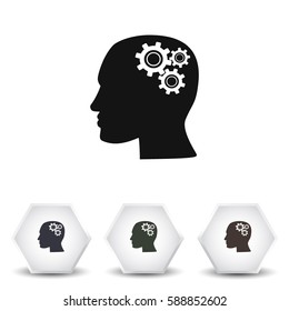 Human head with gears icon