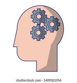 human head with gears icon cartoon vector illustration graphic design