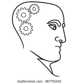Human head with gears  - idea and innovation concept