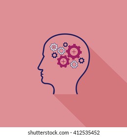 Human Head With Gears - Isolated On Background - Vector Illustration, Graphic Design